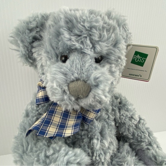 Russ Berrie Stormy Teddy bear Plush Grey / Gray Bear 9 inches seated - Picture 2 of 13